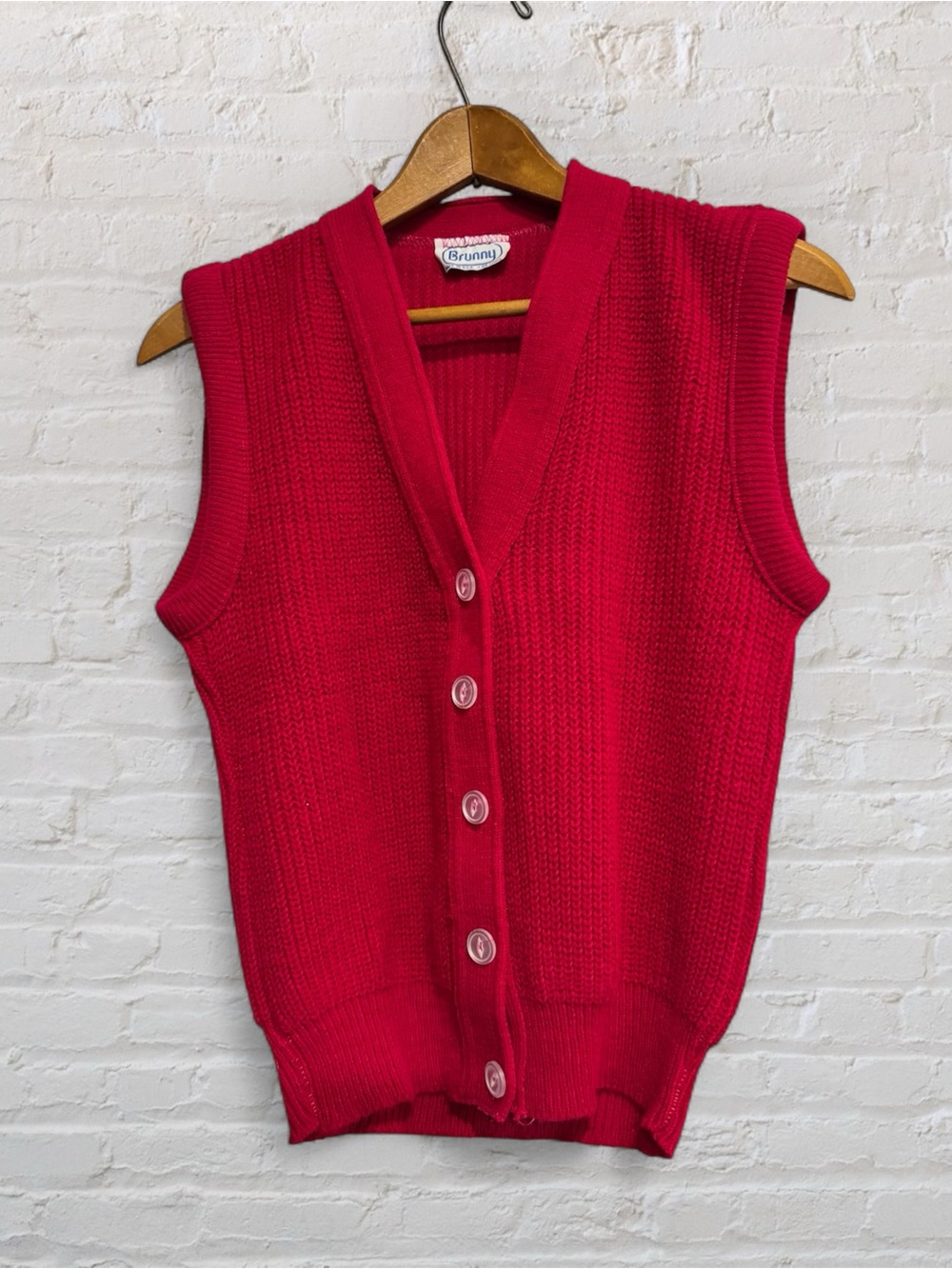 Vintage 70s/80s Red Sweater Vest Button Up Brunny